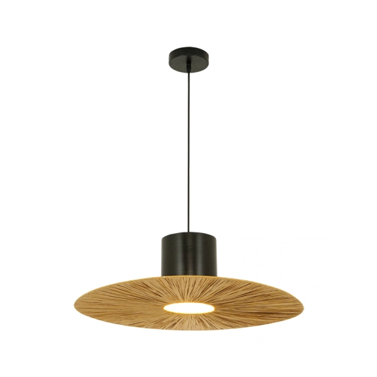 23070 PENDANT LIGHT E27 MAX 11W METAL - PAPER, BLACK - NATURAL Zambelis Lights